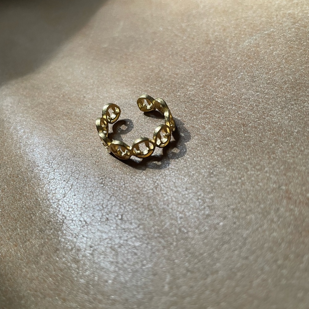 π smiley face ring brass gold boho emoji face stack layer happy face smile - Picture 4 of 6